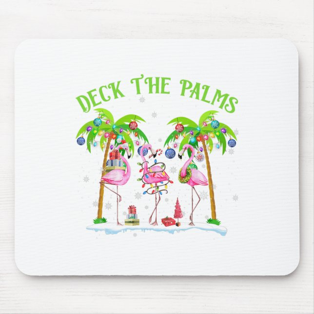 Mousepad Palms Flamingo, Luzes De Natal Tropicais (Frente)