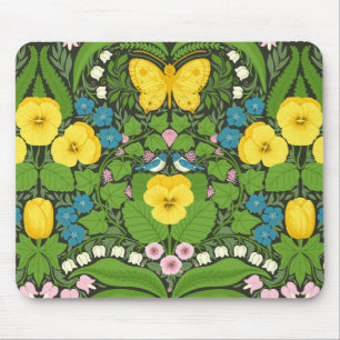 Mousepad Pancas, aves e borboletas amarelas