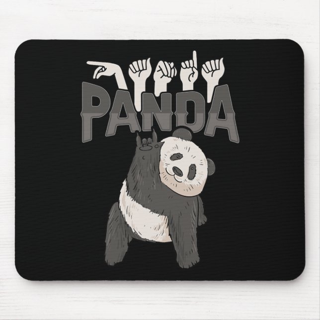 Mousepad Panda Asl Gesto de Mão Surda Audição Perda Consciê (Frente)