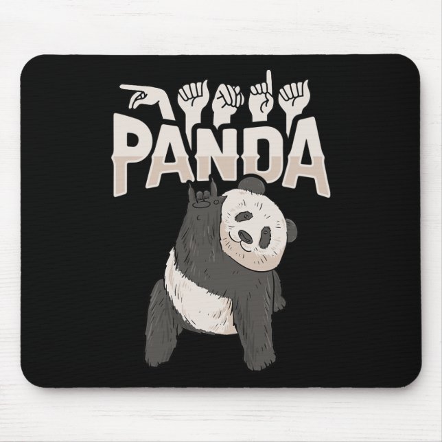 Mousepad Panda Asl Gesto de Mão Surda Audição Perda Consciê (Frente)