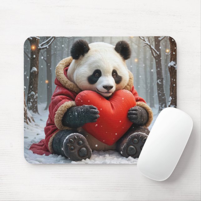 Mousepad Panda Bear Abrindo um Travesseiro do Coração (Com mouse)