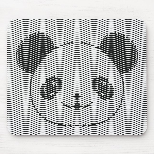 Mousepad Panda Bear Face On Wave Patterno (Frente)