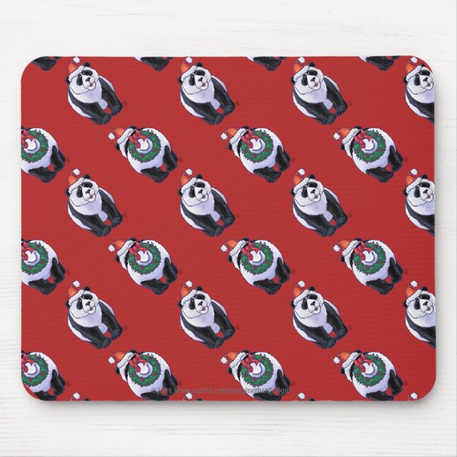 Mousepad Panda Bear Natal Em Vermelho (Frente)