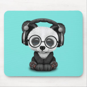 Mousepad Panda bonito do bebê que veste fones de ouvido