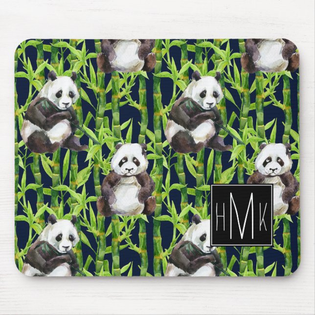 Mousepad Panda com monograma de bambu do teste padrão | da (Frente)