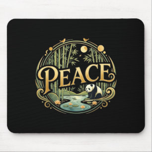 Mousepad Panda da Paz Minimalista Zen Natureza Asiática Ilu