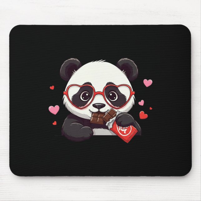 Mousepad Panda Divertido Coração Chocolate Dia dos Namorado (Frente)