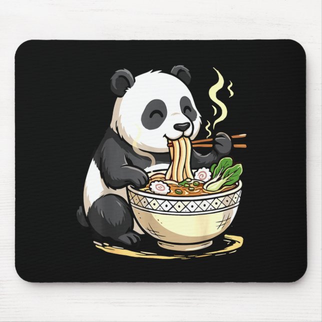 Mousepad Panda Eating Funny Ramen Noodles  (Frente)