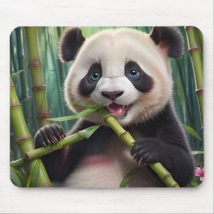 Mousepad Panda Fofo Comendo Bambu