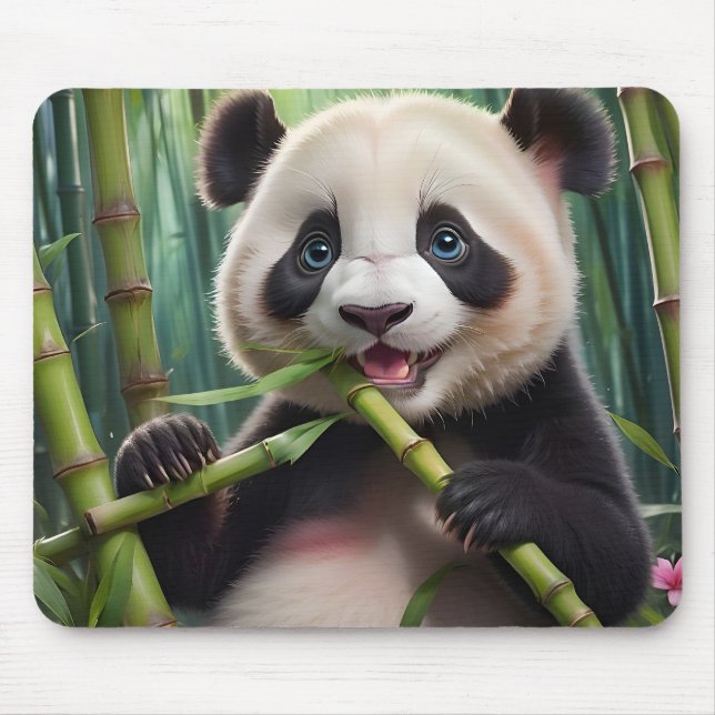Mousepad Panda Fofo Comendo Bambu (Frente)