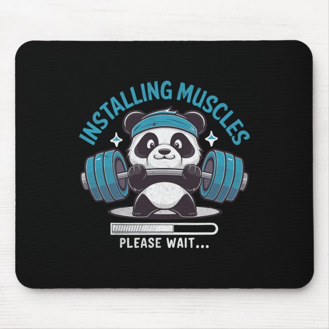 Mousepad Panda Instalando Músculos Por Favor Aguarde O Elev (Frente)