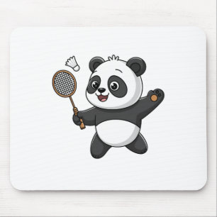 Mousepad Panda Inteligente Jogando Badminton Engraçado Humo