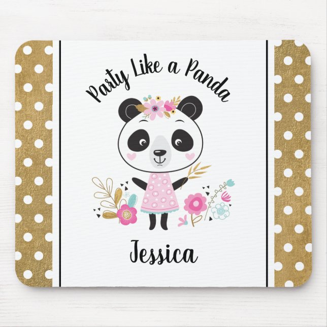 Mousepad Panda Rosa-Rosa, Girassol Personalizado (Frente)