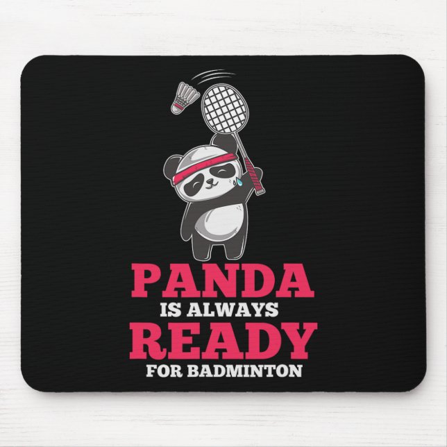 Mousepad Panda Sempre Pronta Dminton Player Bear Animal Lov (Frente)