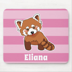 Mousepad Panda vermelha com seu nome - animal personalizado