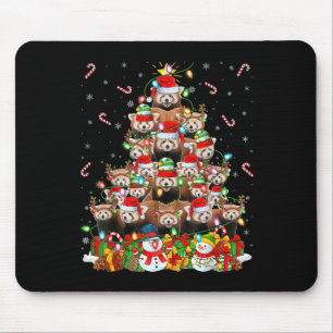 Mousepad Panda Vermelho Árvore de Natal Iluminação Papai No
