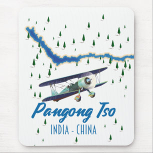 Mousepad Pangong Tso Índia mapa da China poster.