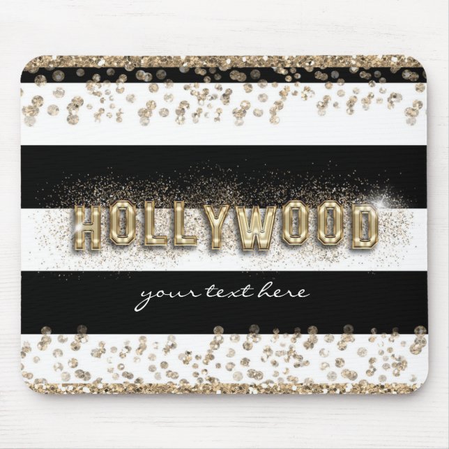 Mousepad Pano de Mouse com Listras Pretas e Brancas Gold Ho (Frente)