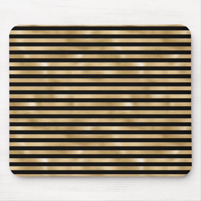 Mousepad Pano de Mouse Listrado Dourado e Preto (Frente)