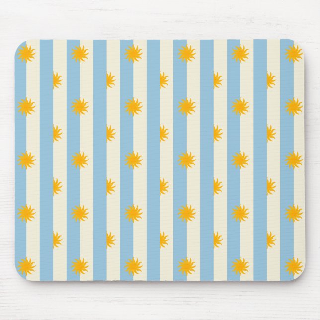 Mousepad Pano de Rato com Faixa Creme Azul e Explosão Solar (Frente)