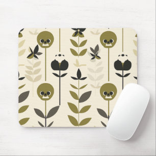 Mousepad Pano de Rato com Padrão Floral de Caveira de Outon