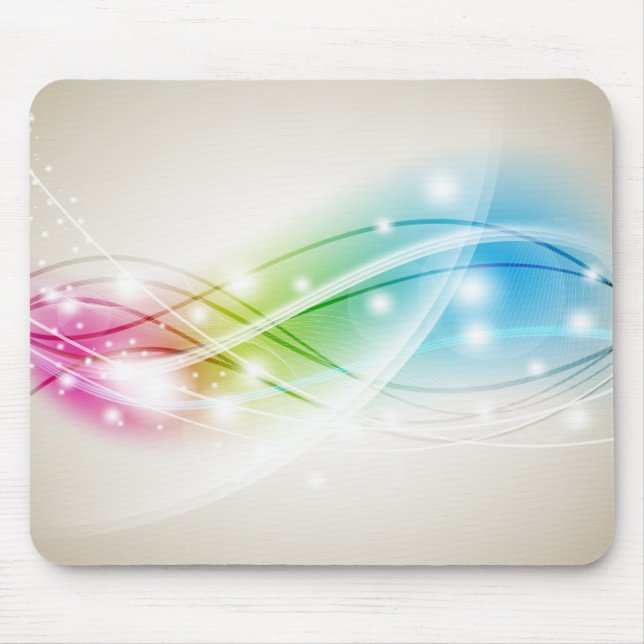 Mousepad Pano de Rato de Ondas Coloridas Fundo Bege (Frente)
