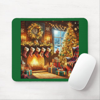 Mousepad Pano de Rato Lareira de Natal Aconchegante