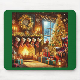 Mousepad Pano de Rato Lareira de Natal Aconchegante
