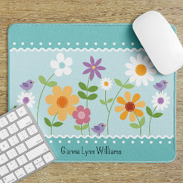 Mousepad Pano de Rato Monograma Floral Azul
