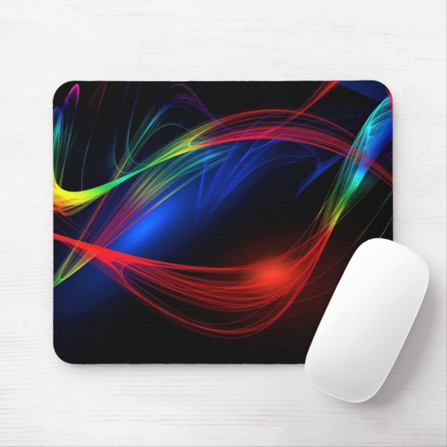 Mousepad Pano de Rato Preto Luzes Coloridas (Com mouse)