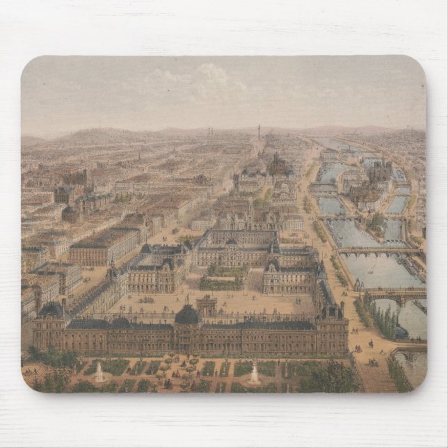Mousepad Panorama de Paris, rio Sena e Louvre (Frente)