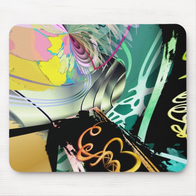 Mousepad Panorama irregular curvo de formas e objetos (Frente)