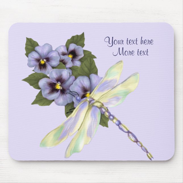 Mousepad Pansies e Dragonfly (Frente)