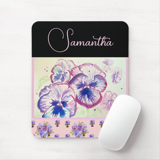 Mousepad Panteras cor-de-rosa Pansias aquáticas Flor Flor (Com mouse)