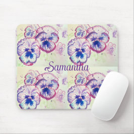 Mousepad Panteras Pansy Flores Púrpuras Nome Floral de Aqua
