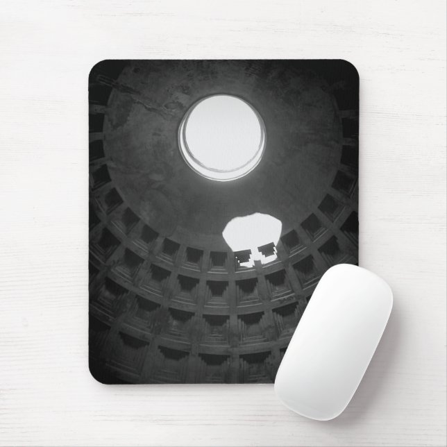 Mousepad Pantheon Light Skull Roma Itália Preto e Branco (Com mouse)