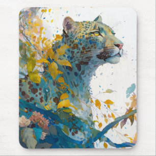 Mousepad Panther Portrait Animal Painting Willife Forest