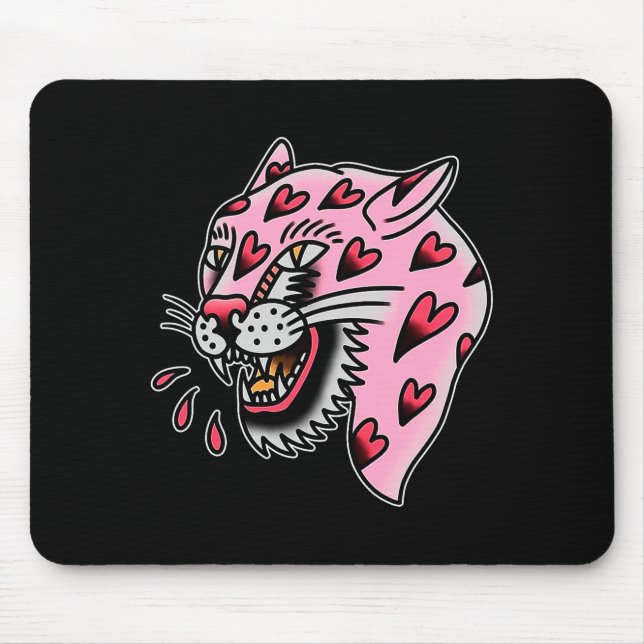 Mousepad Panther Rosa X Coração Amor Tradicional Flash Prem (Frente)