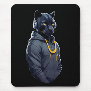 Mousepad Panther Vestindo Hoodie Engraçado Caráter Legal do