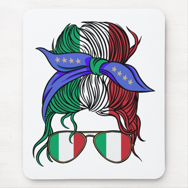 Mousepad Pão bagunçado com bandeira italiana (Frente)