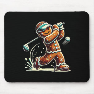 Mousepad Pão de gengibre jogando bola de golfe Natal Amante