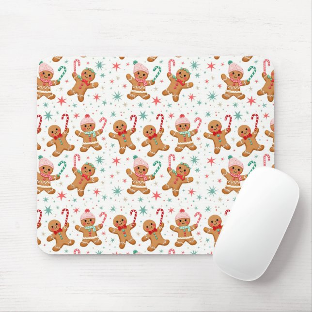 Mousepad Pão de Natal, Homens e Canas Doces (Com mouse)