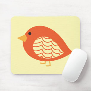 Mousepad Pão de rato de aves cinzentas, cor de laranja, côm