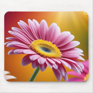 Mousepad Pão de rato floral de margarida rosada sunita