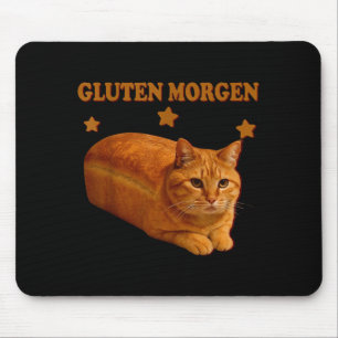 Mousepad Pão Engraçado Meme de Gato Glúten Manhã Humor Gráf