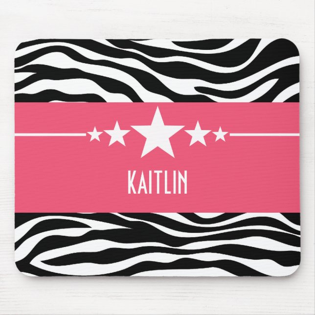 Mousepad Pão-Mão-Mão-de-zebra Estrela Rosa Sassy (Frente)