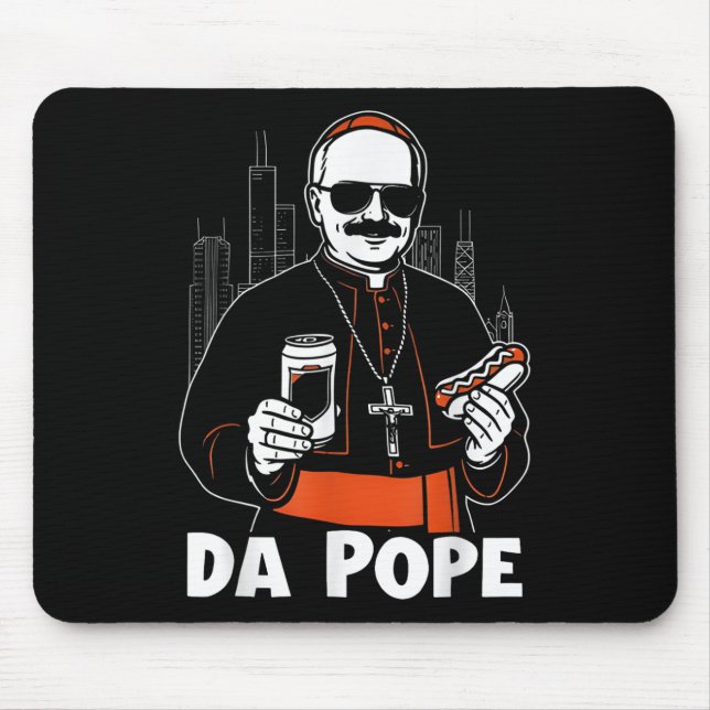 Mousepad Papa de Chicago Leo Xiv Da Pope Meme Engraçado (Frente)