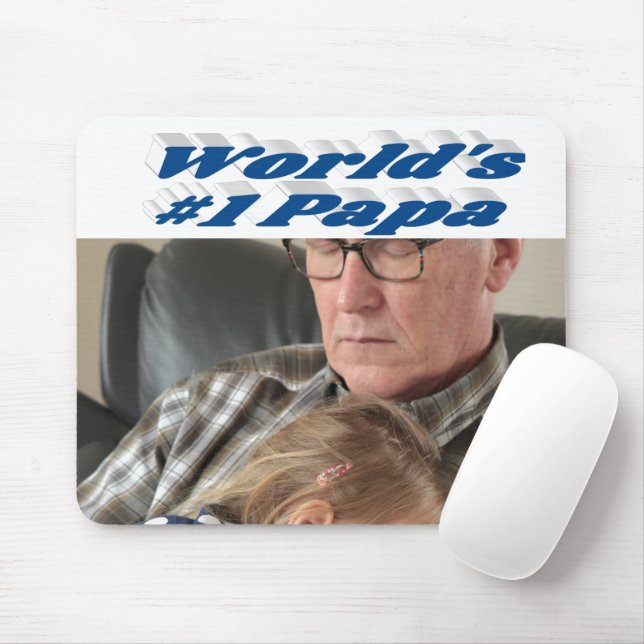 Mousepad Papa foto com texto azul-marinho (Com mouse)