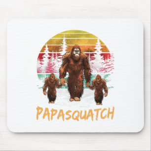 Mousepad Papa Squatch Retro Bigfoot Sasquatch Yeti Fath