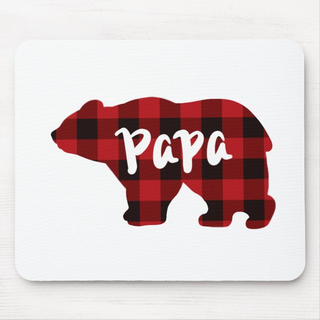 Mousepad Papa Urso - xadrez de búfalos vermelho e preto (Frente)